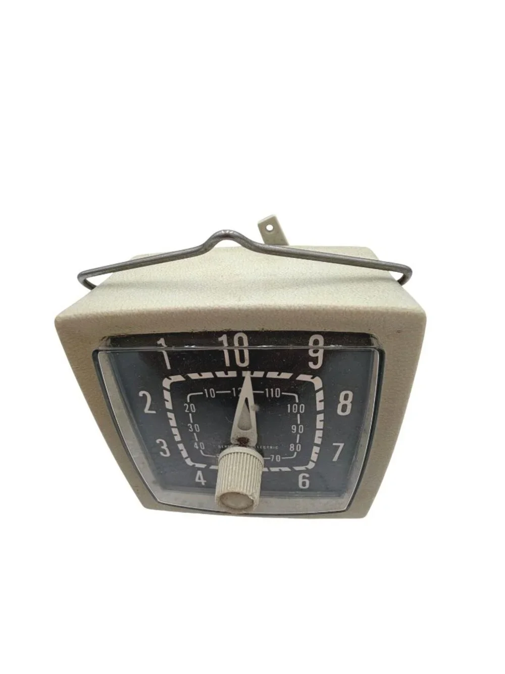 Vintage Square Windup Timer Beige Metal Housing Retro Photo Room Alarm - Picture 5 of 6